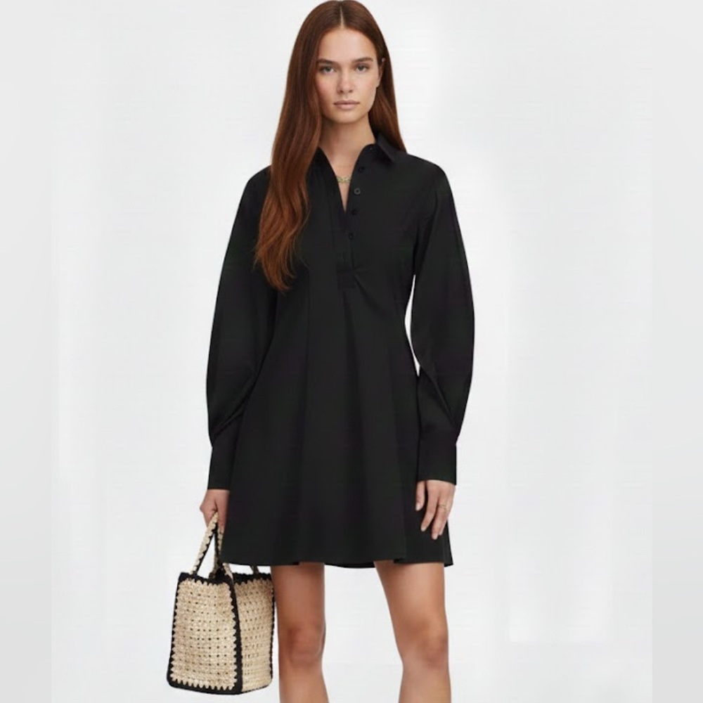 Madewell size 6 Seamed Long-Sleeve Mini Shirtdress in Poplin sz 6 - NV025 - Picture 2 of 9